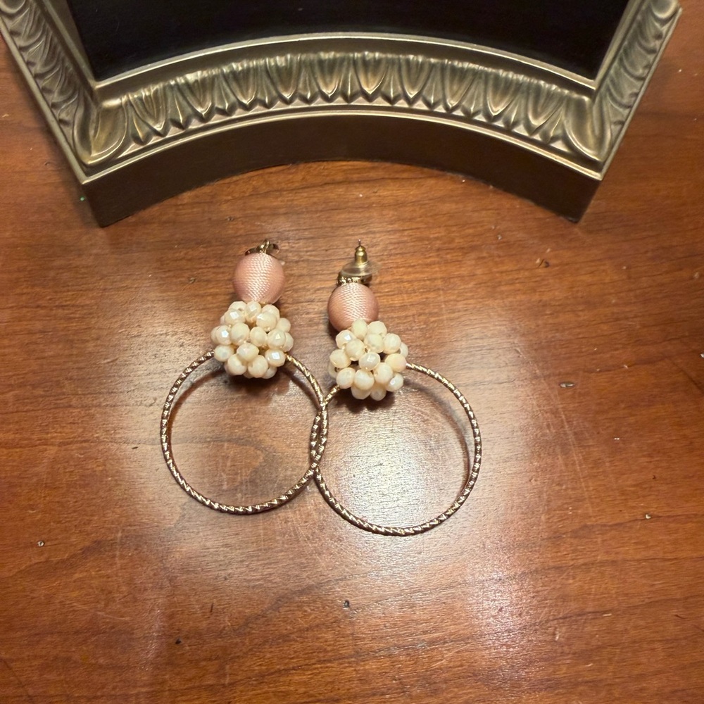 Lilly Pulitzer Pink and Cream Hoop Earrings